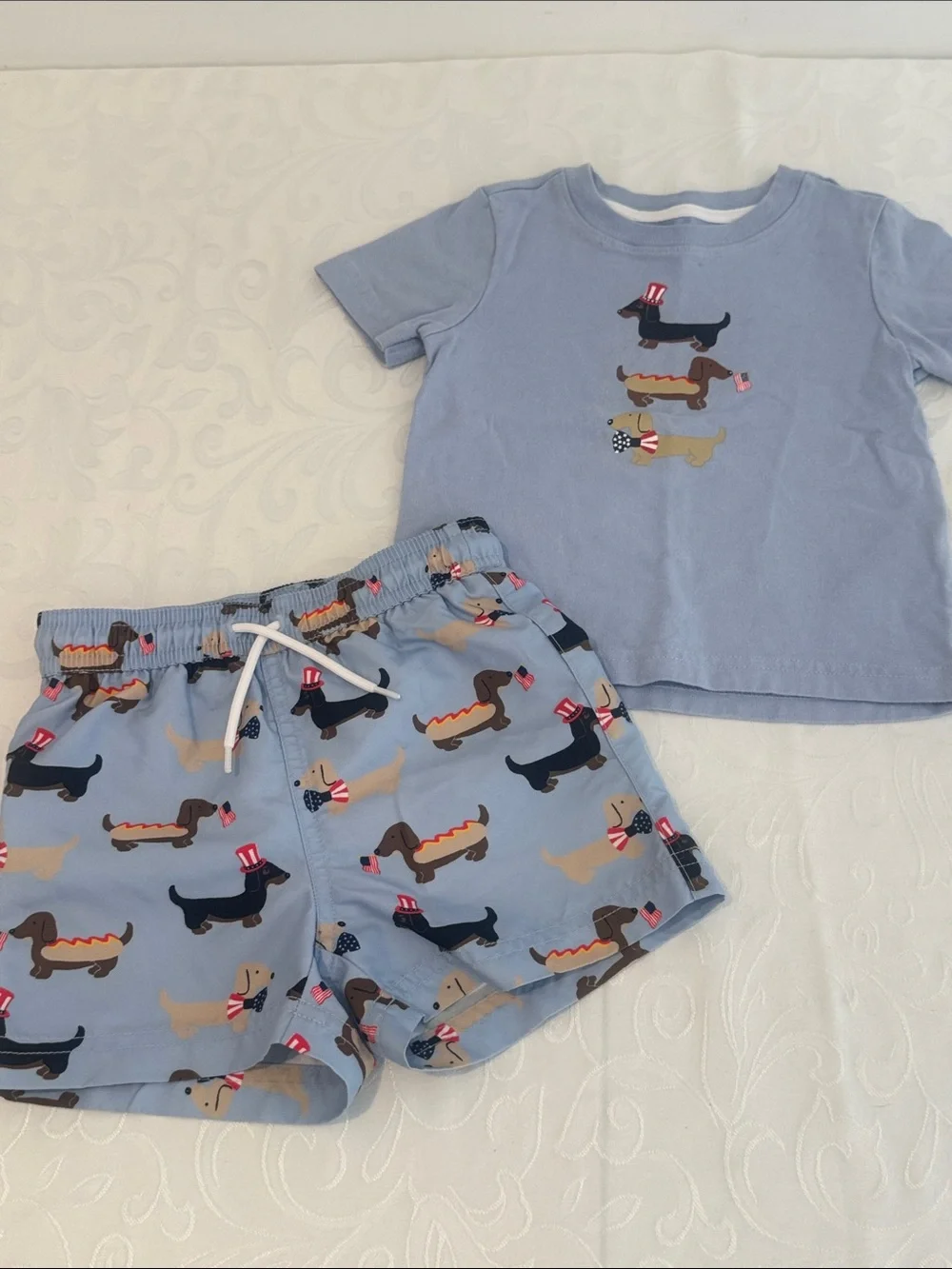 🌟3/$15🌟Janie and Jack  Dachshund Print Swim Set. 12-18 Months